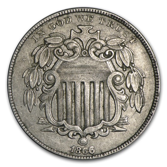 1866 Shield Nickel w/Rays XF-45 1866 Shield Nickel w/Rays XF-45
